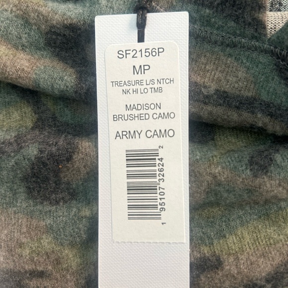 MICHAEL STARS TREASURE Camo Shirt Top Light Weight Sweatshirt Hi Low NWT MP - Picture 4 of 10